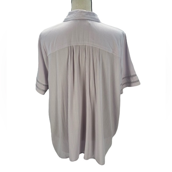Style & Co Short Sleeve Button Down Blouse - Purple - size Large - Picture 3 of 8